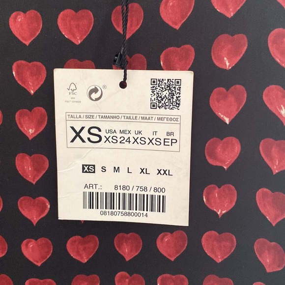 Zara Heart Print Satin Dress! - Picture 3 of 3